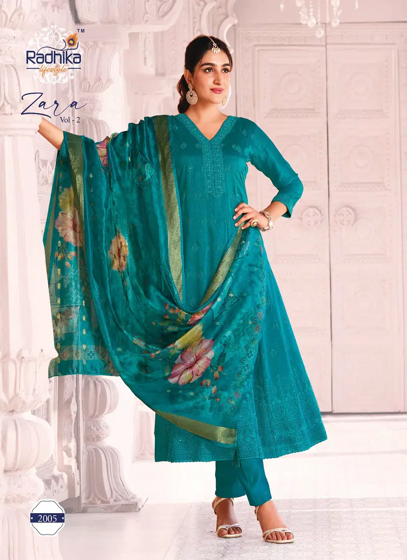  Zara Vol 2 Radhika  Vichitra Silk Kurti Bottom With Dupatta Catalog